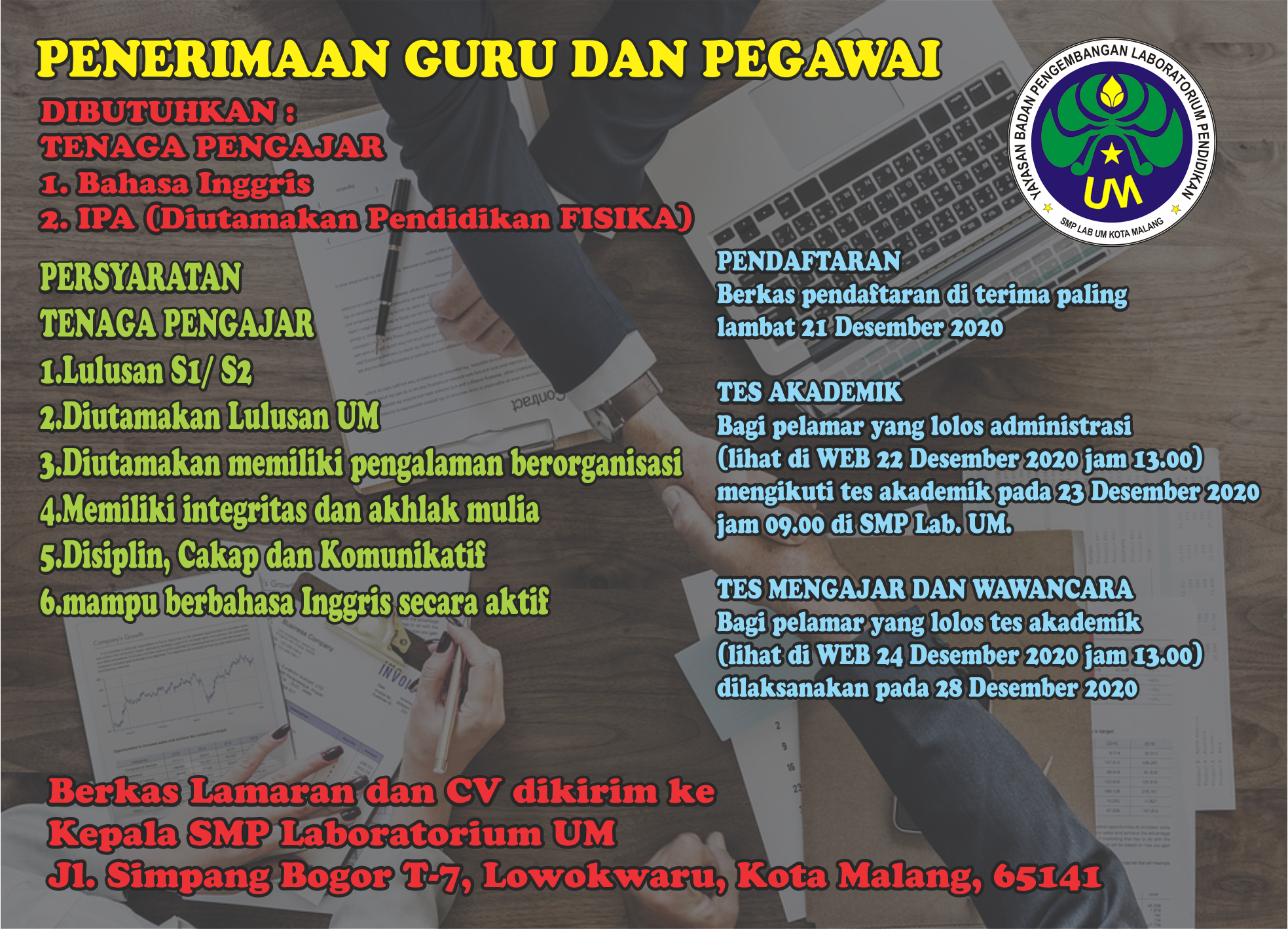 PENERIMAAN GURU – SMP LABORATORIUM